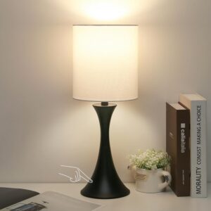 Modern Touch Control Table Lamp, 3-Way Dimmable Bedside Lamp with LED Bulb Included