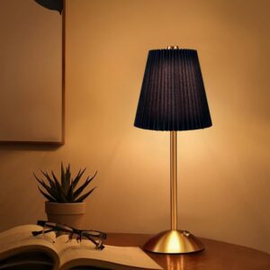 Fabric Shade LED Table Lamp, 3-Color Touch Control Metal Desk Lamp for Bedroom & Nursery